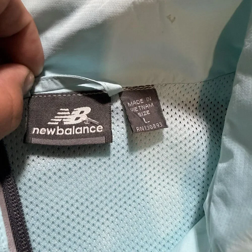 New Balance Jacket Womens Large Blue Colorblock Full Zip Running Windbreaker